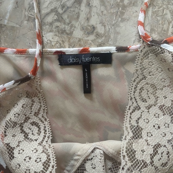 Daisy Fuentes Y2K Silk Lined Lace Camisole Babydoll Strappy Tank Top Size Large - Picture 2 of 10